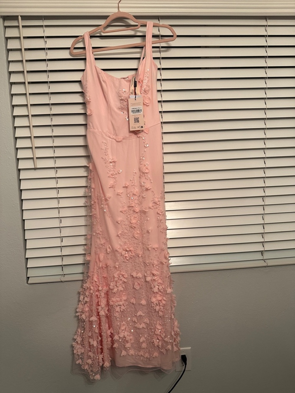 Oh Polly Blush Pink Floral Appliqué Maxi Dress - Picture 3 of 6